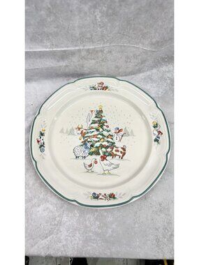Country Christmas International Chop Plate Christmas Tree Farm Animals 12”